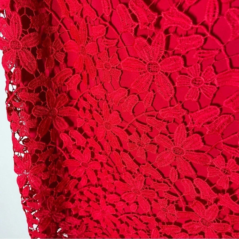Lauren Ralph Lauren Red Floral Lace Sleeveless Sheath Dress Size 12 - Picture 5 of 8